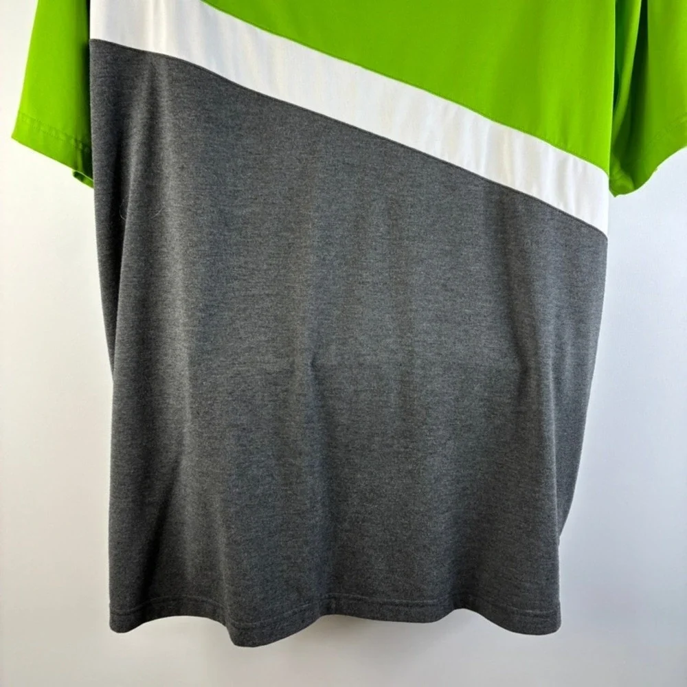 Adidas Golf Mens XL Climalite Polo Shirt Lime Green Grey‎ Colorblock Activewear
